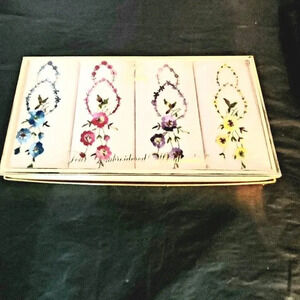 Vtg. 4 Ladies Handkerchiefs Floral Embroidered Boxed Set NOS